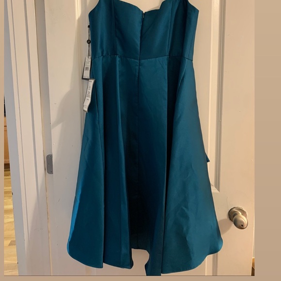 Beautiful Adrianna Papell Sculpted High-Low Mikado Dress, Teal Size 12 - Picture 5 of 7